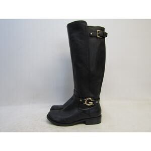 G By Guess Womens Size 7 M Black Leather Zip 15" Knee High Fashion Boots